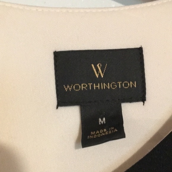 Worthington color block tunic Sz Medium teal white and black - Picture 2 of 7